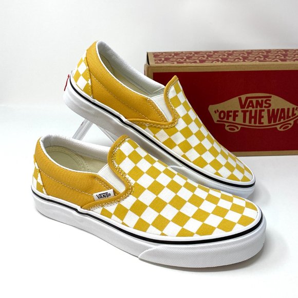VANS Classic Slip-On Checkerboard Ochre Yellow Men's Sneakers Size VN0A38F7QCP - Picture 9 of 10